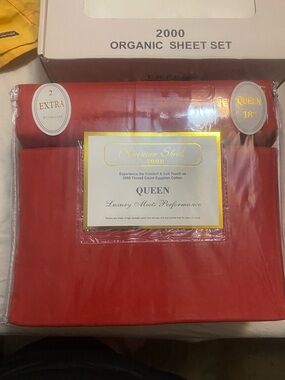 2000 Queen Organic Sheet Set - Red